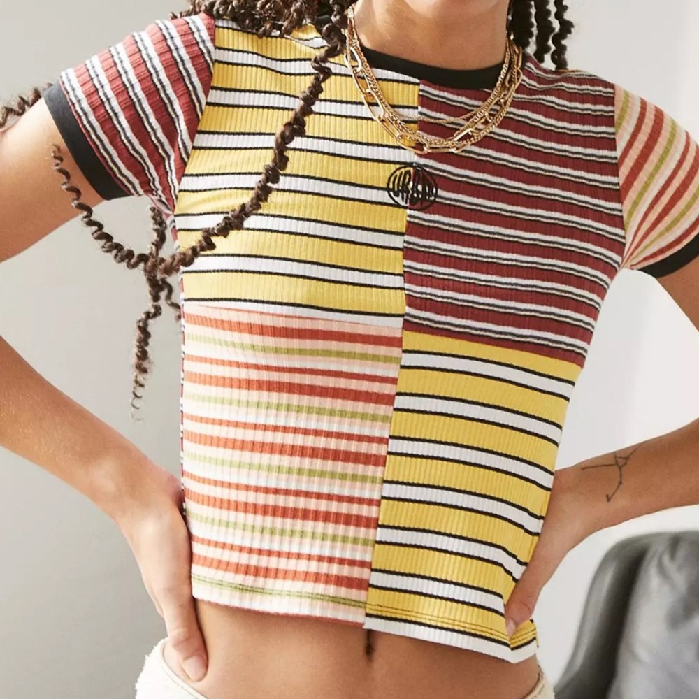 UO Mixed Stripe Baby Tee